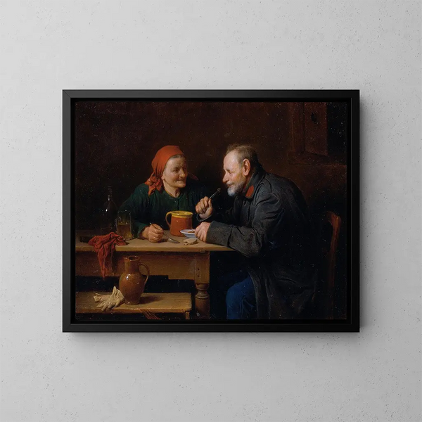 Das Mittagessen - Friedrich Friedländer — gerahmtes Bild an der Wand