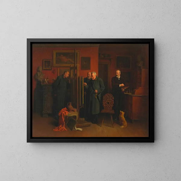Der Maler Friedländer in seinem Atelier - Friedrich Friedländer — gerahmtes Bild an der Wand