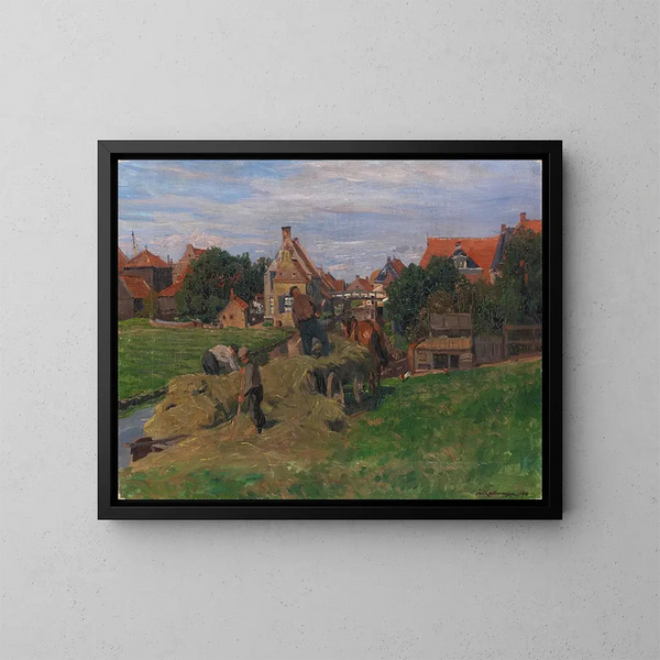Heuernte in den Niederlanden - Friedrich Kallmorgen — gerahmtes Bild an der Wand