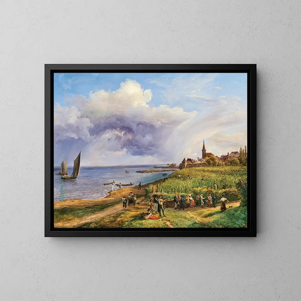 Ernte bei Rust am Neusiedler See - Friedrich Loos — gerahmtes Bild an der Wand