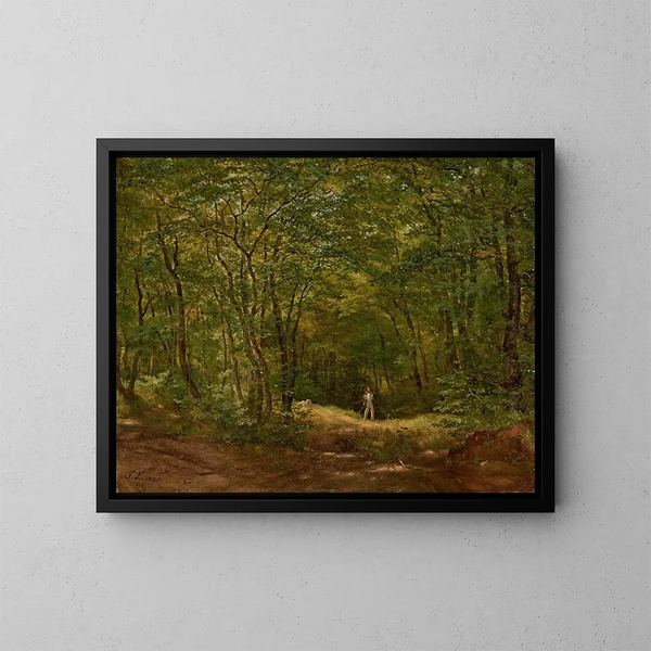 Spaziergänger in einer Waldlandschaft - Friedrich Loos — gerahmtes Bild an der Wand