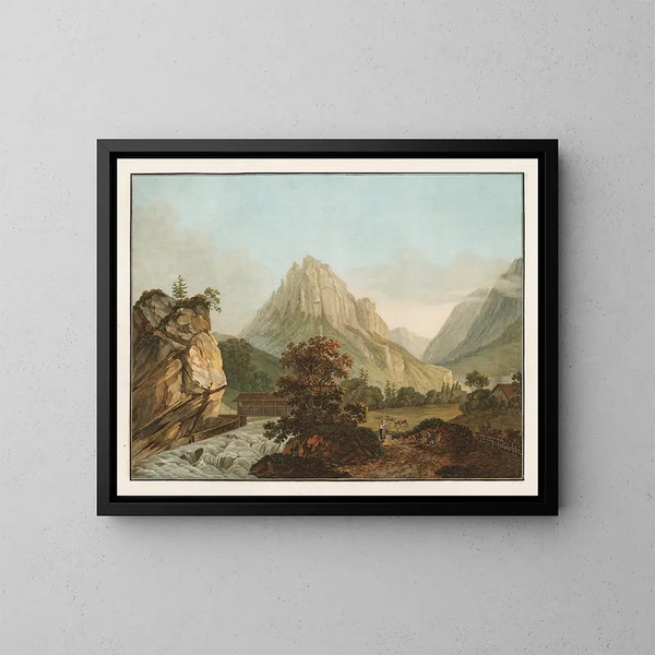 Ansicht des Tals des Hasly, Kanton Bern - Friedrich Rosenberg — gerahmtes Bild an der Wand
