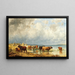 Herde mit Schafen am Seeufer - Friedrich Voltz — gerahmtes Bild an der Wand