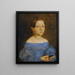 Buste einer jungen Frau in blauem Kleid - Friedrich Wasmann — gerahmtes Bild an der Wand