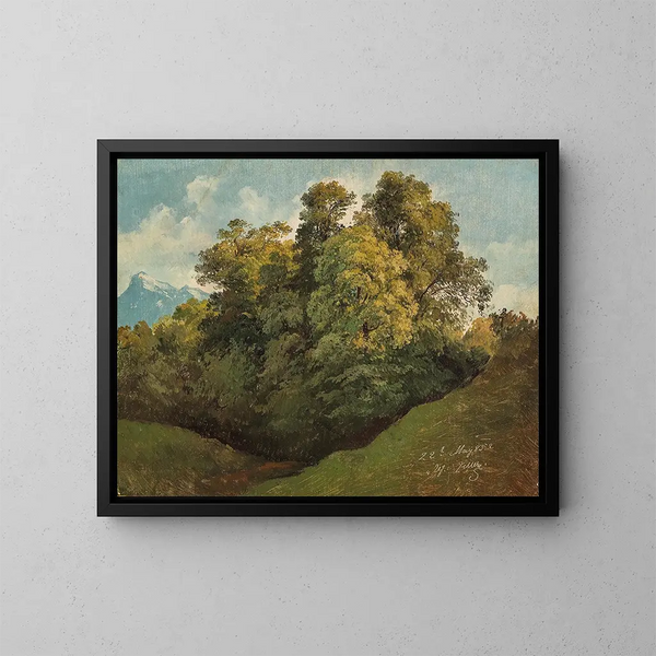 Bäume von Salzburg vor dem Untersberg - Friedrich Zeller — gerahmtes Bild an der Wand