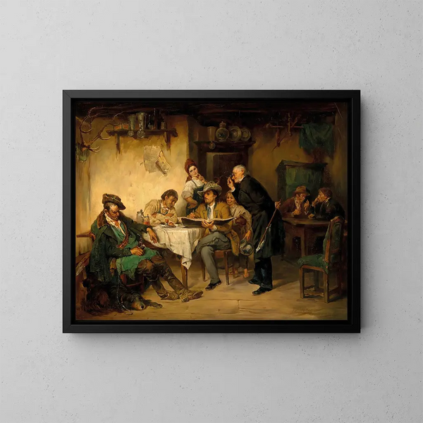 Ein Maler in einer Taverne - Friedrich von Keller — gerahmtes Bild an der Wand