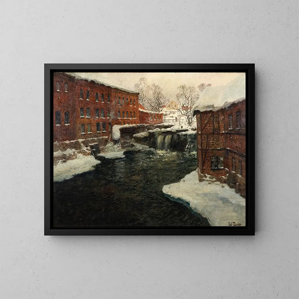 Szene einer Mühle - Frits Thaulow — gerahmtes Bild an der Wand