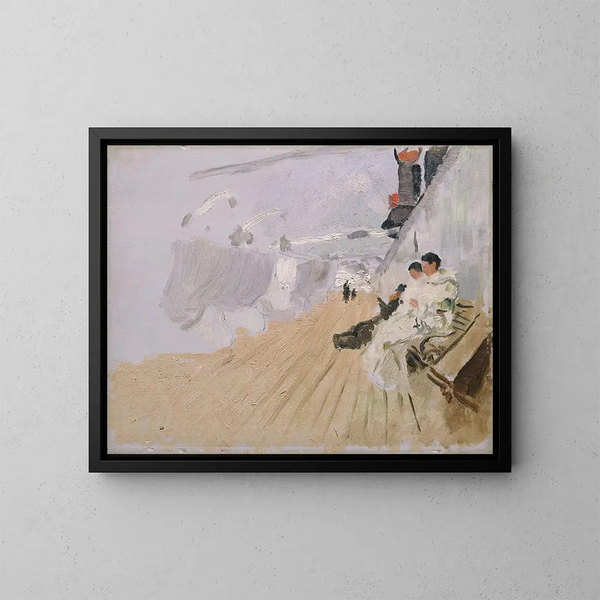 Moines sur le pont - Frits Thaulow — gerahmtes Bild an der Wand