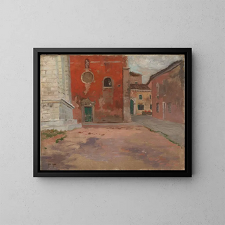 Frits Thaulow - Red Church Wall in Venice.webp