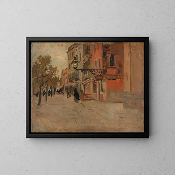Straße in Venedig - Frits Thaulow — gerahmtes Bild an der Wand