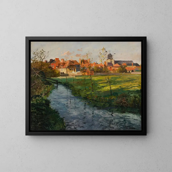 Dorf am Bachrand - Frits Thaulow — gerahmtes Bild an der Wand