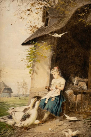 Fritz Beinke - Knitting goose girl.webp