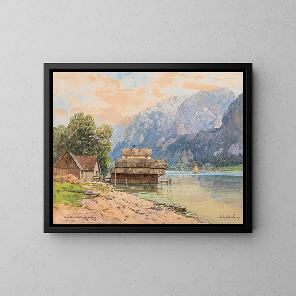 Bateaux à Hallstatt - Fritz Lach — gerahmtes Bild an der Wand