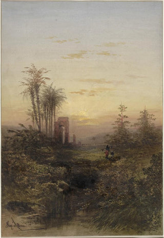 Gabriel Hippolyte Lebas - Sunset in an Oriental Landscape.webp