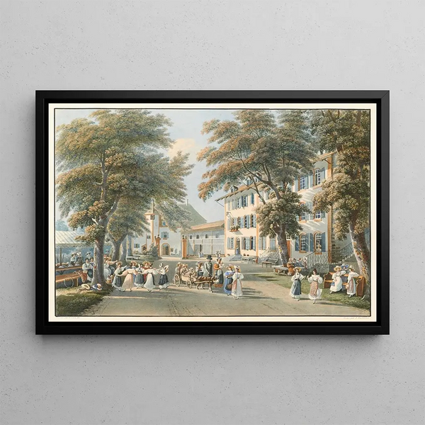Innenansicht des Montmirail-Geländes - Gabriel Lory der Jüngere — gerahmtes Bild an der Wand