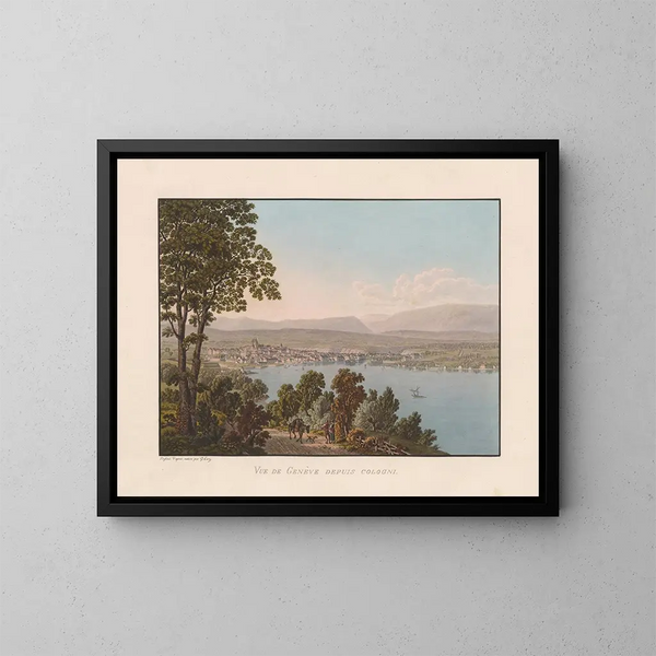 Ansicht von Genf vom Cologny aus - Gabriel Lory der Jüngere — gerahmtes Bild an der Wand