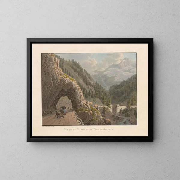 Ansicht der Galerie und der Brücke von Ganther - Gabriel Lory der Jüngere — gerahmtes Bild an der Wand