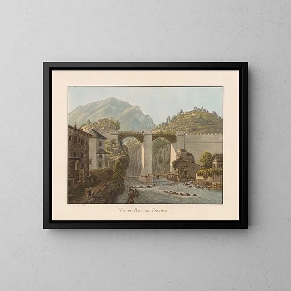 Ansicht der Brücke von Crevola - Gabriel Lory der Jüngere — gerahmtes Bild an der Wand