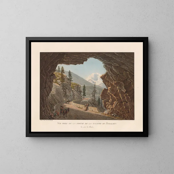 Ansicht aufgenommen an der Ausfahrt der Schalbet-Galerie auf der italienischen Seite - Gabriel Lory der Jüngere — gerahmtes Bild an der Wand