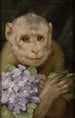 Affe mit einem Blumenstrauß von Veilchen - Gabriel Max — Ansicht des Kunstwerks