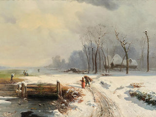 Gaetano Fasanotti - A Brushwood Gatherer in a Winter Landscape.webp