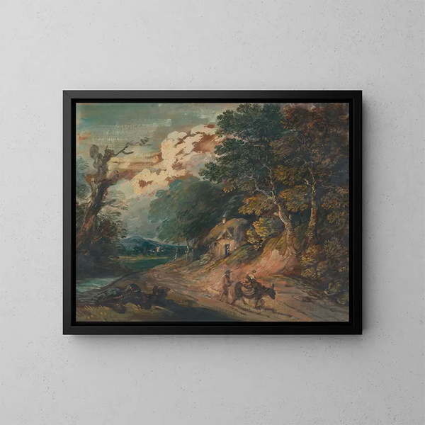 Landschaft mit einer Figur, die einen Esel besteigt - Gainsborough Dupont — gerahmtes Bild an der Wand