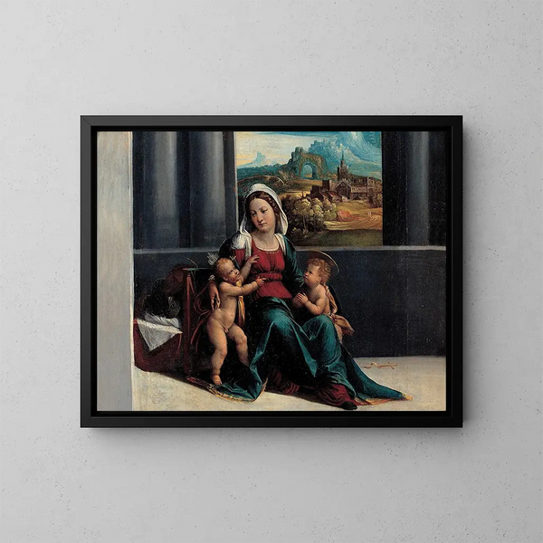 Madone mit Kind und Johannes dem Täufer - Garofalo und Atelier — gerahmtes Bild an der Wand