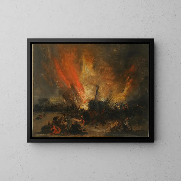 Explosion einer Lokomotive - Genaro Pérez Villaamil — gerahmtes Bild an der Wand