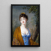 Dame in Blau mit gelbem Schal - Genot — gerahmtes Bild an der Wand