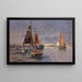 Fischer am Kai bei Sonnenuntergang - Georg Fischhof — gerahmtes Bild an der Wand