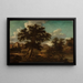 Landschaft mit einer Brücke, einem großen Baum und Reisenden - Georg Heinrich Hergenröder — gerahmtes Bild an der Wand
