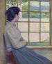 Frau, die aus dem Fenster schaut, Porträt von A. M. Hooey - George Albert Thompson — Ansicht des Kunstwerks