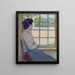 Frau, die aus dem Fenster schaut, Porträt von A. M. Hooey - George Albert Thompson — gerahmtes Bild an der Wand