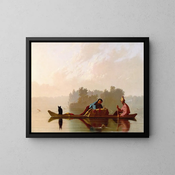 Die Händler pelztiere am Missouri - George Caleb Bingham — gerahmtes Bild an der Wand