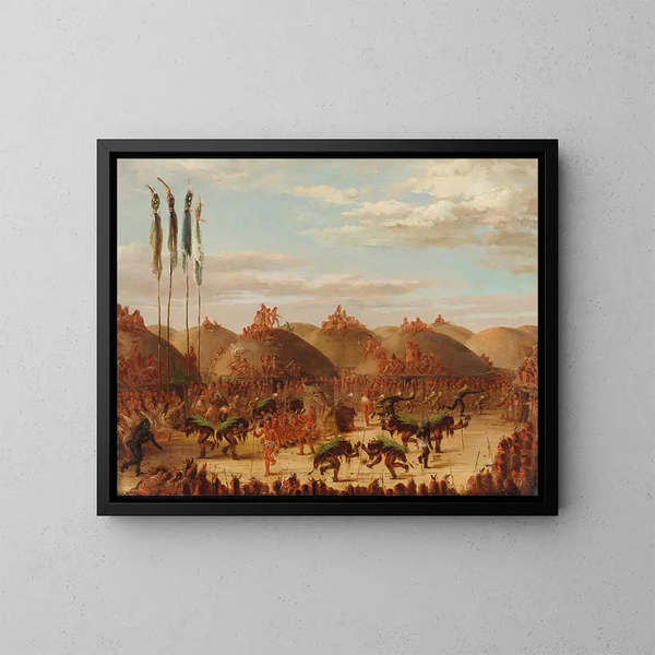 Danse du taureau, cérémonie OKeePa des Mandans - George Catlin — gerahmtes Bild an der Wand