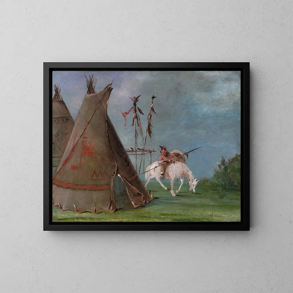 Lodge comanche des peaux de buffle - George Catlin — gerahmtes Bild an der Wand