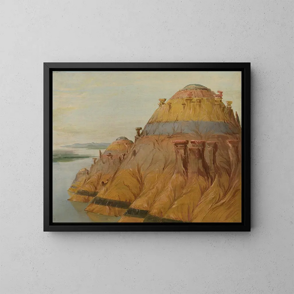 Pittoreske Klippen aus Ton in 1700 Meilen über Saint-Louis - George Catlin — gerahmtes Bild an der Wand