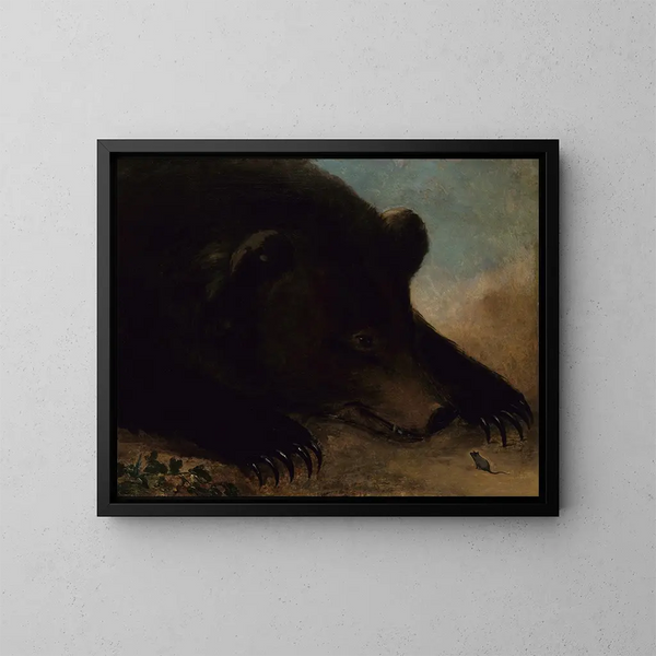 Portraits eines Grizzlybären und einer Maus in Originalgröße - George Catlin — gerahmtes Bild an der Wand