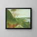 Felsen am Fluss mit weißen Wölfen im Vordergrund, Ober-Missouri - George Catlin — gerahmtes Bild an der Wand