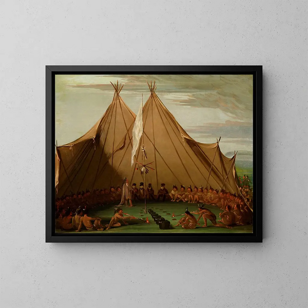 Festmahl der Sioux-Hunde - George Catlin — gerahmtes Bild an der Wand