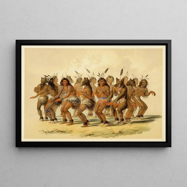 Die Bären-Tanz - George Catlin — gerahmtes Bild an der Wand