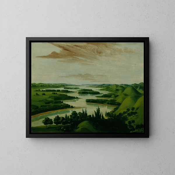 Vue depuis la tombe de Floyd, 1300 miles au-dessus de Saint-Louis - George Catlin — gerahmtes Bild an der Wand