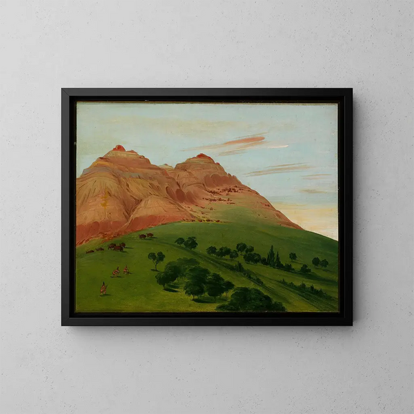 Vue dans le Grand Détour, 1900 milles au-dessus de Saint-Louis - George Catlin — gerahmtes Bild an der Wand
