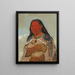 Frau mit zwei Raben - George Catlin — gerahmtes Bild an der Wand