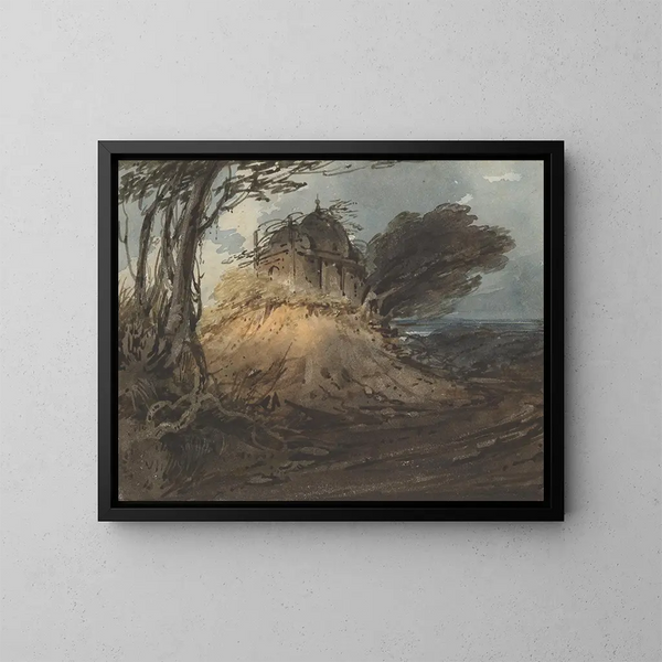 Tempel indisch - George Chinnery — gerahmtes Bild an der Wand