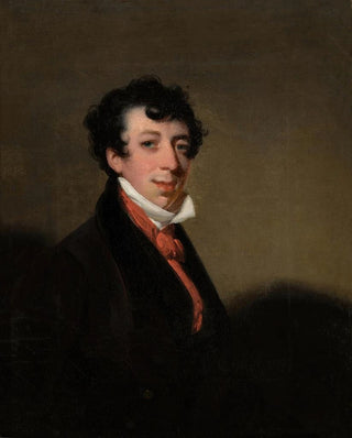 George Chinnery - Portrait of a gentleman wearing a brown coat and red cravat.webp