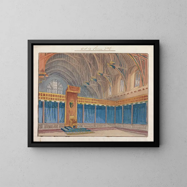 Dekor für die Darstellung von Richard II von Charles Kean im Princess's Theatre am 12. März 1857, Akt 4, Szene 2 - George Cressal Ellis — gerahmtes Bild an der Wand