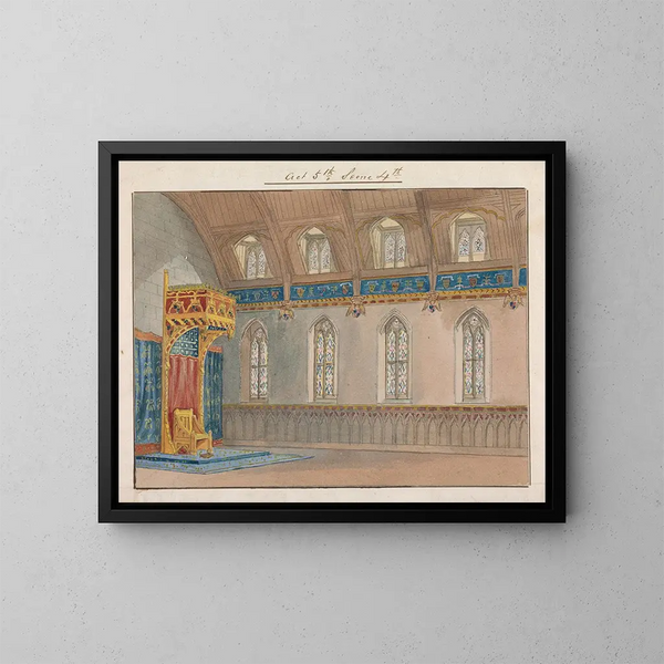 Dekor für die Darstellung von Richard II von Charles Kean im Princess's Theatre am 12. März 1857, Akt 5, Szene 4 - George Cressal Ellis — gerahmtes Bild an der Wand
