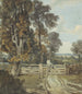 eines Landlebens mit einem landwirtschaftlichen Arbeiter, der eine fünfstrebige Barriere erklimmt - George Delamotte — Ansicht des Kunstwerks