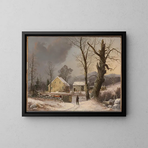 Winterlandschaft - George Henry Durrie — gerahmtes Bild an der Wand